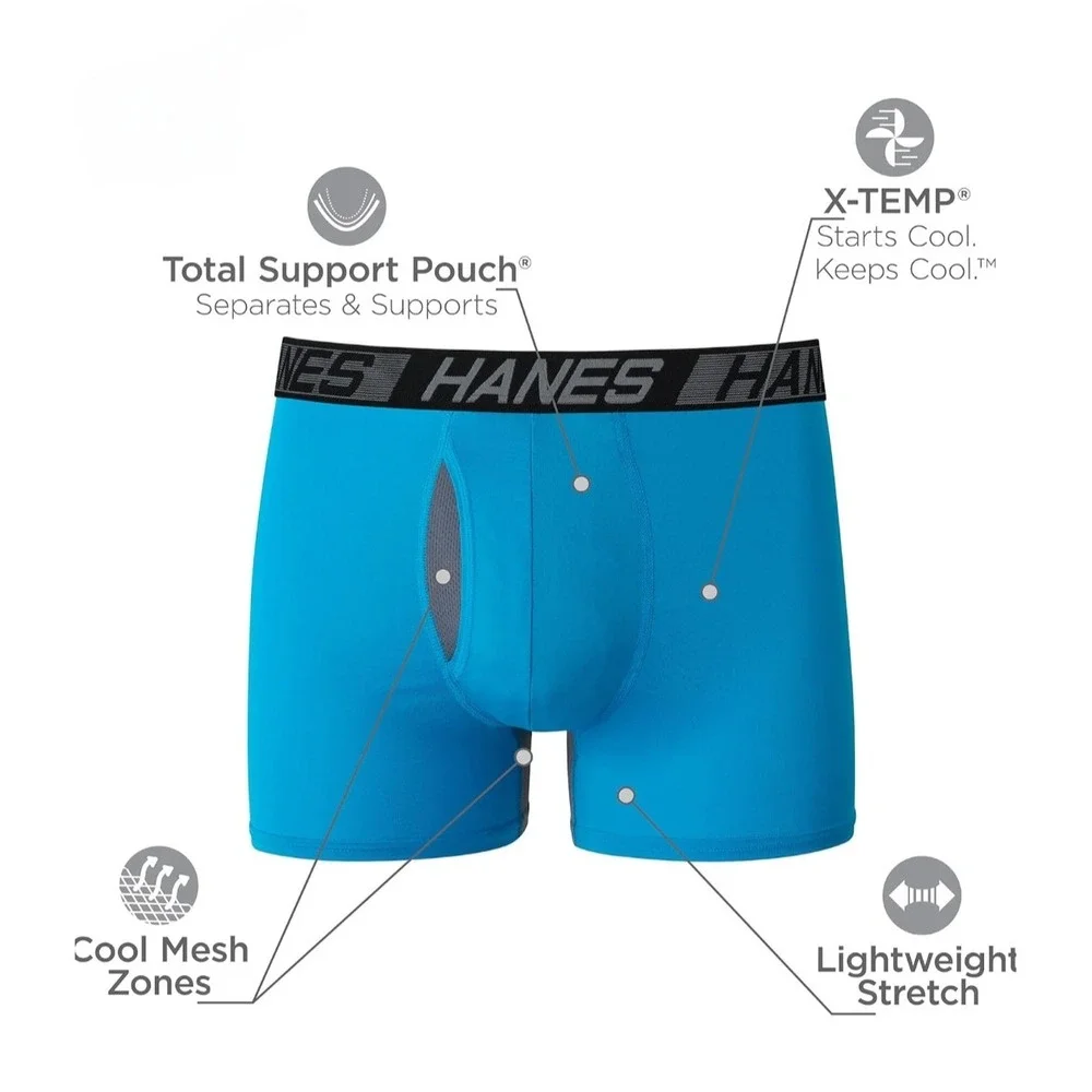 Hanes Mens X-Temp Boxer Briefs Total Support Pouch 3-Pack Lightweight